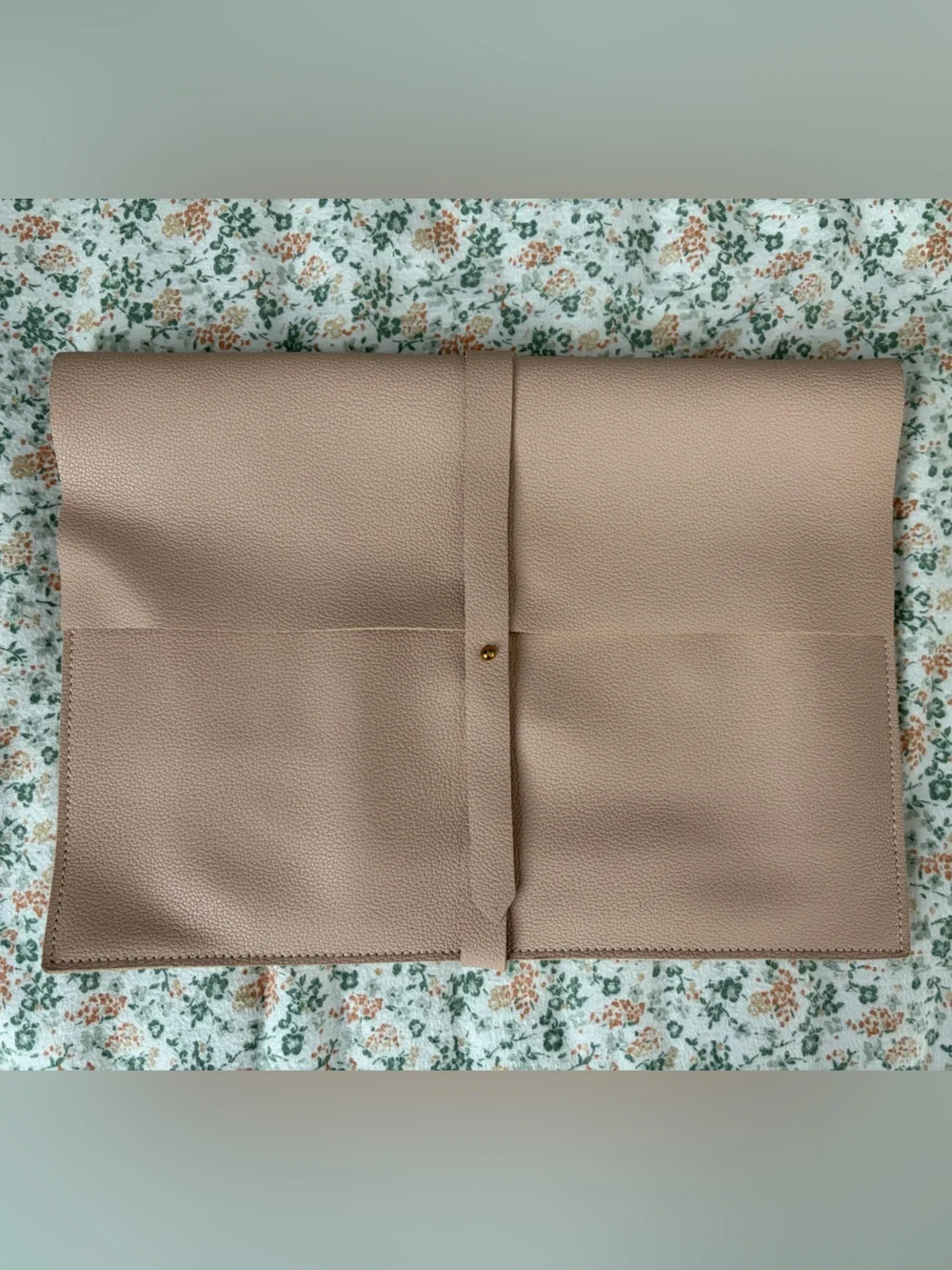 Minimalist Beige Laptop Sleeve With Strap Closure